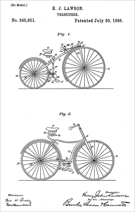 Vlocipde Henry John Lawson - Patended July 20, 1886 n 345,851
