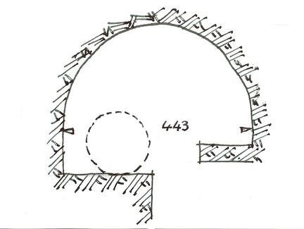 Abbaye Saint-Hilaire, monument historique class des XIIe et XIIIe sicles, premier btiment conventuel carme (XIIIe sicle) du Comtat Venaissin (1274-1791) - Mnerbes - Vaucluse - Plan du four  pain troglodytique du XIIIe sicle