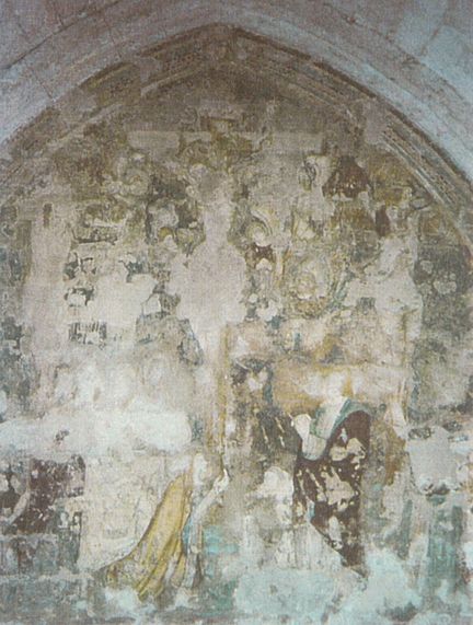 Abbaye Saint-Hilaire, monument historique class des XIIe et XIIIe sicles, premier btiment conventuel carme (XIIIe sicle) du Comtat Venaissin (1274-1791) - Mnerbes - Vaucluse - Peinture murale du XIVe sicle de la chapelle saint Antoine le Grand