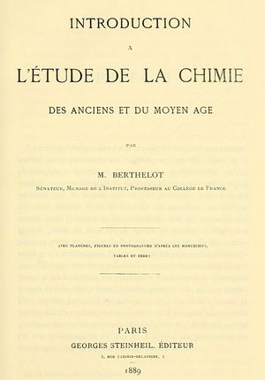 Introduction  la chimie des Anciens et du Moyen-Age - Berthelot - 1889