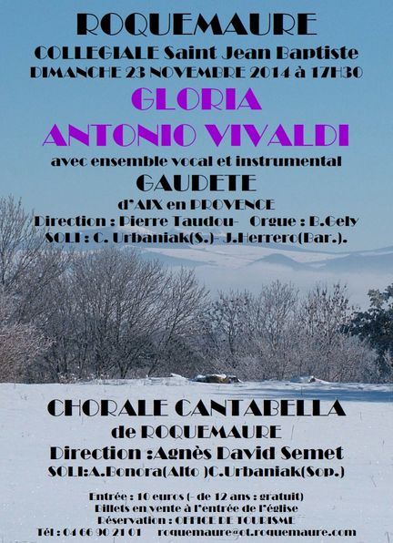 23 novembre 2014 - Concert Gaudete et la Chorale Cantabella en la Collégiale Saint-Jean-Baptiste - Roquemaure (Gard)