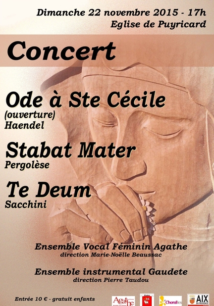 Concert de l'Ensemble vocal fminin Agathe et de l'ensemble instrumental GAUDETE - Eglise de Puyricard (Bouches-de-Rhne)- 22.11.2015