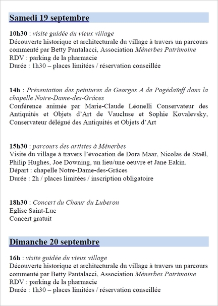 Journes du patrimoine - Mnerbes - 20-21.09.2014