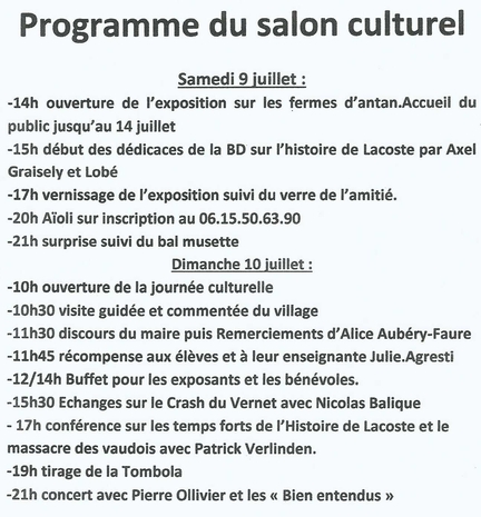 Lacoste - Cultures et traditions, le Luberon, 09/10.07.2016