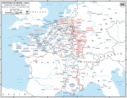 Carte des oprations militaires allies en France du 26 aot au 14 septembre 1944