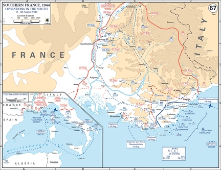 Carte des oprations militaires allies en Provence des 15 au 28 aot 1944