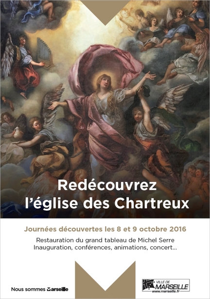 glise des Chartreux de Marseille, inauguration des travaux de restauration du tableau la Madeleine enleve par les anges, Michel Serre, 1684, raliss en 2015/2016 par l'Atelier Lutet Toti