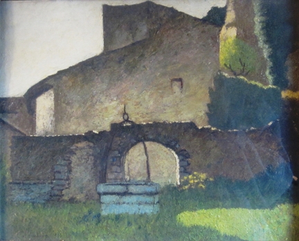 Le vieux puits, huile sur carton 33 cm x 39 cm, œuvre de Lon Colombier (1869-1960)