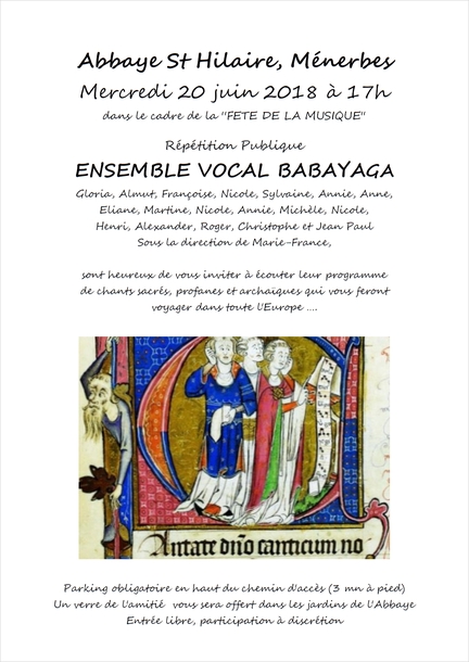 20.06.2018 - Concert de l'ensemble vocal Babayaga en la chapelle de l'abbaye Saint-Hilaire  Mnerbes