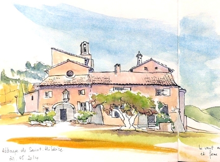 Abbaye Saint-Hilaire, Vaucluse - Aquarelle date du 24.05.2014