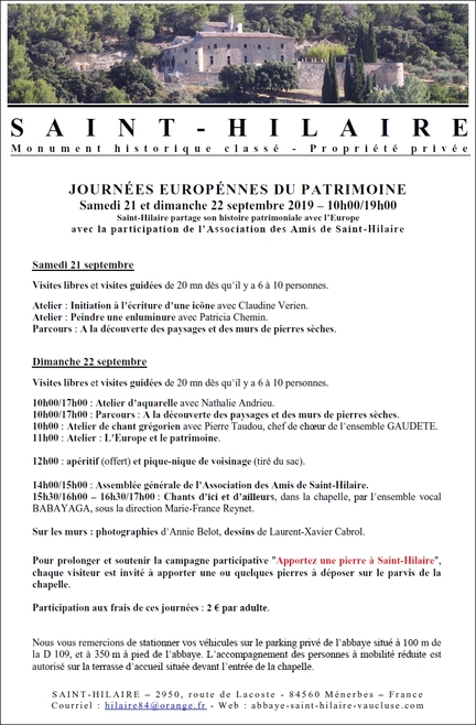 2019 - Journées Européennes du Patrimoine à L'abbaye Saint-Hilaire