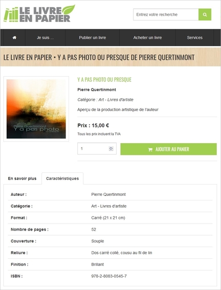 Le Livre en papier • Y a pas photo ou presque de Pierre Quertinmont