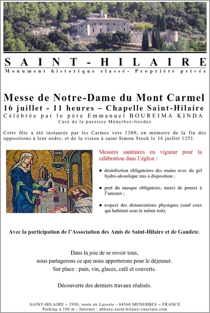 2021/07/16 - Abbaye Saint-Hilaire - Fête de Notre Dame du Mont Carmel - Messe célébrée par le père Emmanuel Boureima Kinda, curé de la Paroisse Ménerbes-Gordes