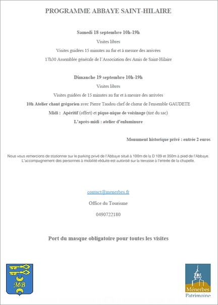 18-19.09.2021 - Journes europennes du patrimoine - Mnerbes - Vaucluse