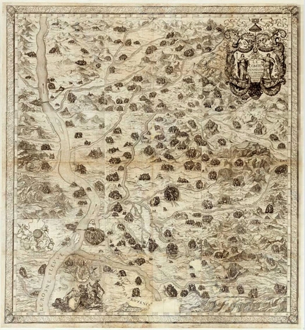 Carte du Comté Venaissin levée par le R.P. Jean BONFA (1696 † 1762), de la Compagnie de Jésus, gravée par Louis DAVID (1644 † vers 1718), édition de 1762 (armes du pape Innocent XII