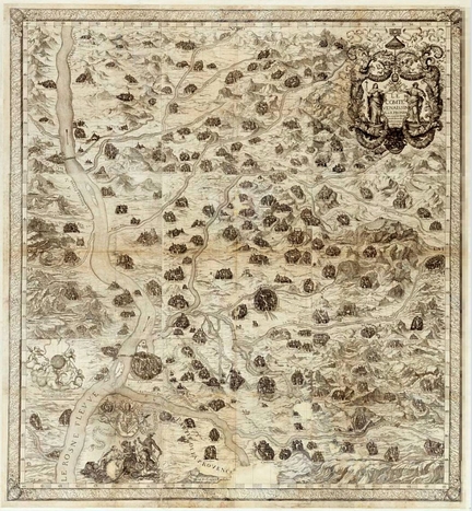 Carte du Comt Venaissin leve par le R.P. Jean BONFA (1696 † 1762), de la Compagnie de Jsus, grave par Louis DAVID (1644 † vers 1718), dition de 1762 (armes du pape Innocent XII