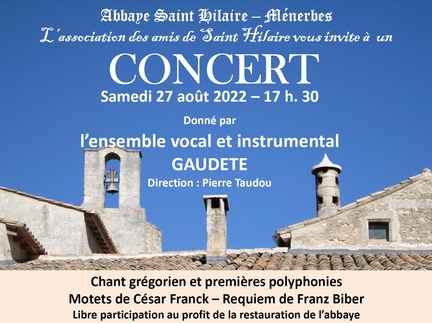 2022 08 27 Abbaye Saint-Hilaire, Concert donné par l'ensemble vocal et instrumental GAUDETE, sous la direction de Pierre TAUDOU