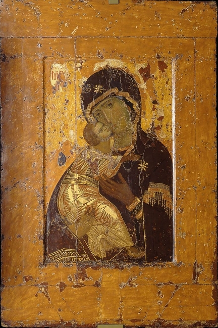 Notre-Dame de Vladimirskaa, artiste inconnu, 1131, bois, dtrempe, 104 cm  69 cm