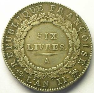 Convention, cu de six livres, 1793 Paris