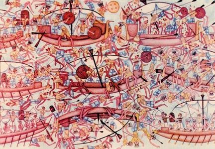Combat des flottes philistienne et égyptienne de Ramsès III en 1170