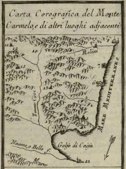 Le promontoire du mont Carmel - La fontaine d'Elie - croquis de Bertoldo Antonio Gioberti