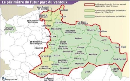 Carte du projet de Parc Naturel Rgional du Ventoux (2013)
