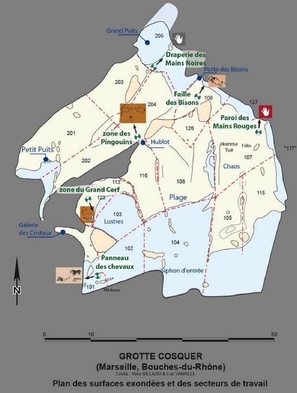 Plan de la grotte Cosquer - Calanque de la Triperie, Marseille 13000 - Bouches-du-Rhne