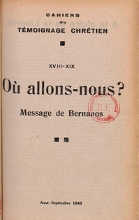 Cahier du Tmoignage chrtien - 1943/08 (n 18 et 19)