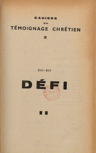 Cahier du Tmoignage chrtien - 1943 (n 13 et 14)