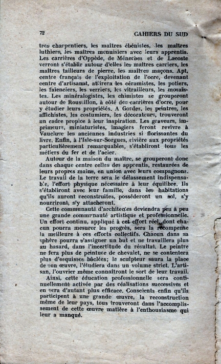 Bernard Zehrfuss, Oppde, essais de renaissance, Cahiers du Sud, n 232, fvrier 1941