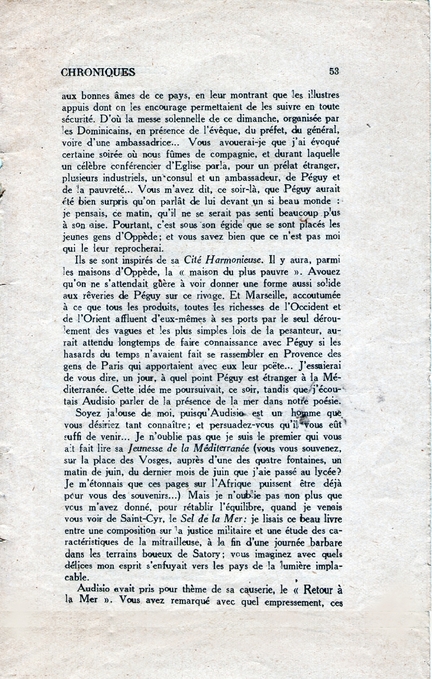 Jean Lambert, Oppde, Lettre de Marseille - Nol - Oppde, Cahiers du Sud, n 231, janvier 1941