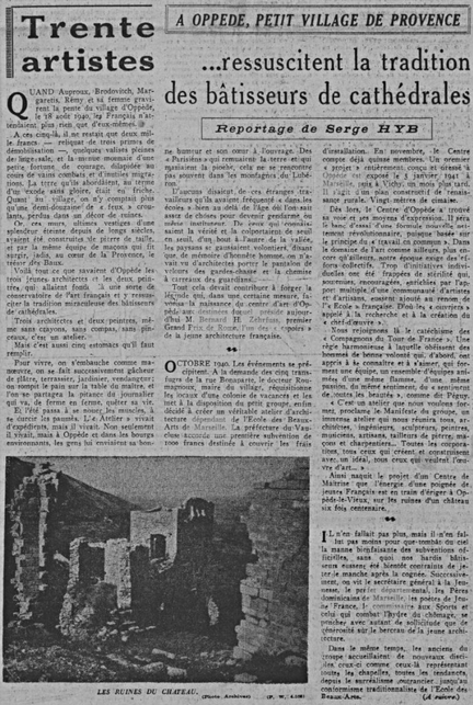 Trente artistes ressuscitent la tradition des btisseurs de cathdrales - Le Journal - Paris, n 18.096, 23 juin 1942