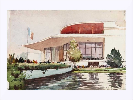 Edward Punnet Chrystie (1887-1960), New York World’s Fair 1939-1940 - Aquarelle du pavillon de la France