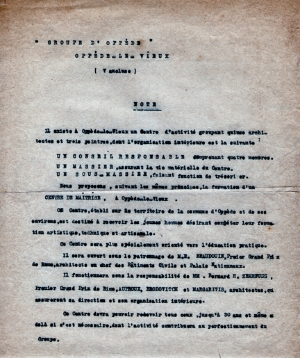 Groupe d’Oppde - Note non date de Florent Margaritis, prcisant son organisation