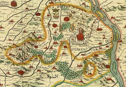 Principaut d'Orange - Theatrum Orbis Terrarum d'Abraham Ortelius - 1570  Anvers