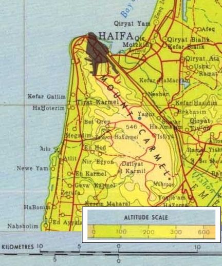 massif du Mont Carmel au sud-est de la ville d'Hafa