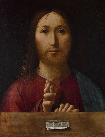 Salvador mundi (Christ bnissant), 1475, huile sur bois, 38,7 x 29,8 cm, National Gallery, Londres - Grande-Bretagne