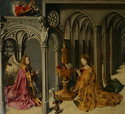 Triptyque de l'Annonciation d'Aix (entre 1433-1434), huile sur bois, 215 x 309 (partie centrale), 111 et 105,6 x 311 et 312 cm (panneaux latraux), Muse Estienne de Saint-Jean, ex-Muse du Vieil-Aix, Aix-en-Provence - France