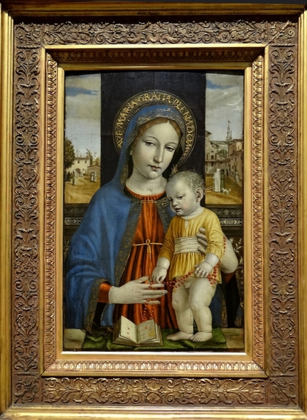 Vierge  l'enfant (1488-1490), huile sur panneau, 55,2 x 35,6 cm, National Gallery, Londres - Grande-Bretagne