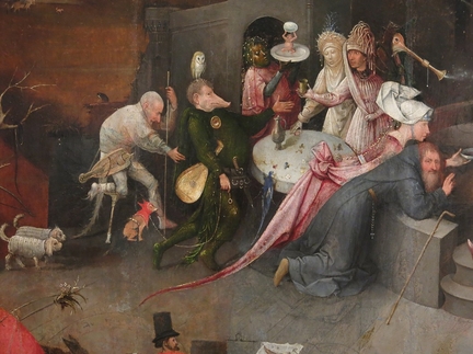 Dtail du panneau central du triptyque de la Temptation de saint Antoine (vers 1500), huile sur panneau bois, 131,5 x 119 cm, Museu Nacional de Arte Antiga, Lisbonne - Portugal