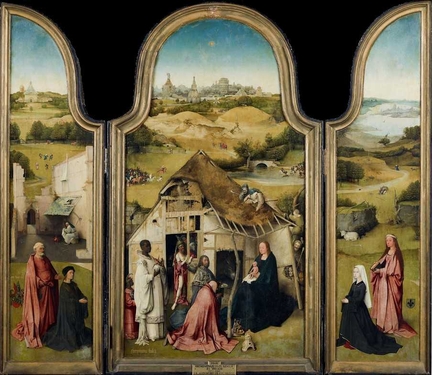 Triptyque de l’Adoration des mages (v. 1510), huile sur panneau bois, panneau central: 146,7 x 84 cm, volet: 146,7 x 42 cm, sign dans le coin infrieur gauche, Muse du Prado, Madrid - Espagne