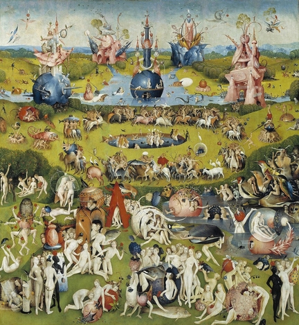 Panneau central du triptyque du Jardin des dlices (vers 1503), huile sur panneaux bois, 2,20 x 195 cm, Muse du prado, Madrid - Espagne