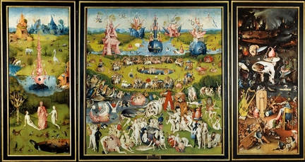 Triptyque du Jardin des dlices (vers 1503), huile sur panneau bois, huile sur panneaux bois, y compris les volets: 2,20 x 389 cm, Muse du prado, Madrid - Espagne