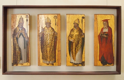 Polyptyque dispers de saint Andr (env. 1495): prdelle des Quatre Docteurs de l'Eglise, huile sur panneau bois, 44 x 15 cm, Ca' d'Oro, Venise - Italie