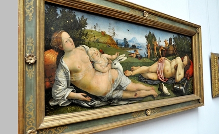 Vnus, Mars et Cupidon, panneau de cassone (?) (1505), huile sur panneau bois, 72 x 182 cm, - Gemldegalerie, Berlin - Allemagne