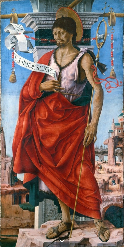 Polyptyque Griffoni: Saint Jean-Baptiste (1473), huile sur panneau bois, pinacothque de Brera, Milan - Italie