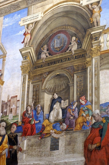 Chapelle Carafa, glise Santa Maria sopra Minerva (1488-1493), mur de droite, fresque consacre  saint Thomas d’Aquin, Rome - Italie