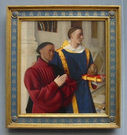 tienne Chevalier et Saint tienne, volet droit du diptyque de Melun (vers 1452-1455), huile sur panneau bois, 93 x 85 cm, Gemldegalerie, Berlin - Allemagne