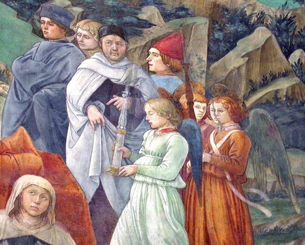 Autoportrait (1467-1469), fresques de la cathdrale Santa Maria Assunta, panneau de la mort de la Vierge, Spoleto - Italie