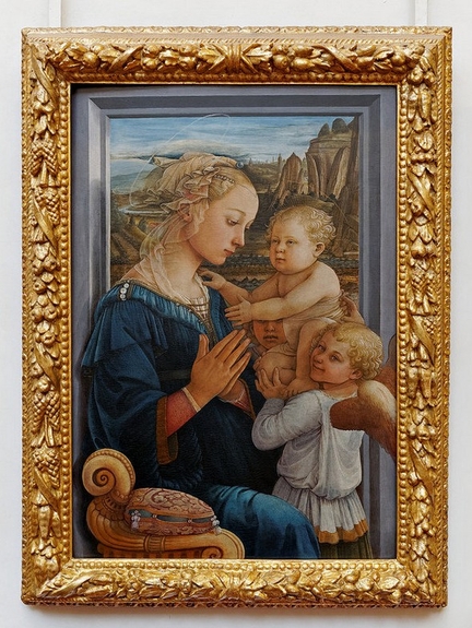 La Vierge  l'enfant avec deux anges dit La Lippina (vers 1465), tempera sur bois, 92 x 63,5 cm, Gallerie des Offices, Florence - Italie